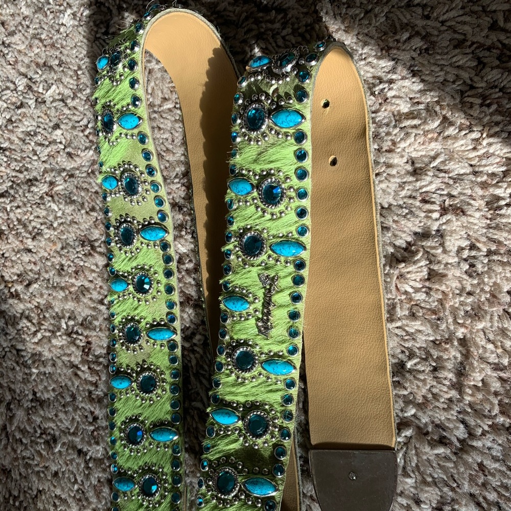 Kippy hair on rhinestone belt
